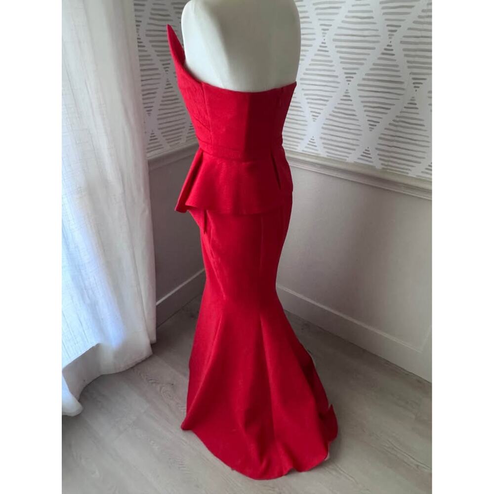 BCBGMaxAzria Women’s Size 4 Gracie Red Strapless Peplum Red Formal Gown Dress - Picture 6 of 10